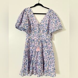 NWT Jessica Simpson Women’s Floral Pink Faeryn tiered short dress Size L